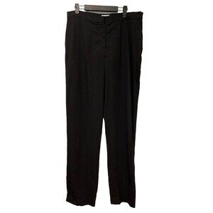 Gunex Pants Women 14 Black High Rise Wool Straight Leg Quiet Luxury Career